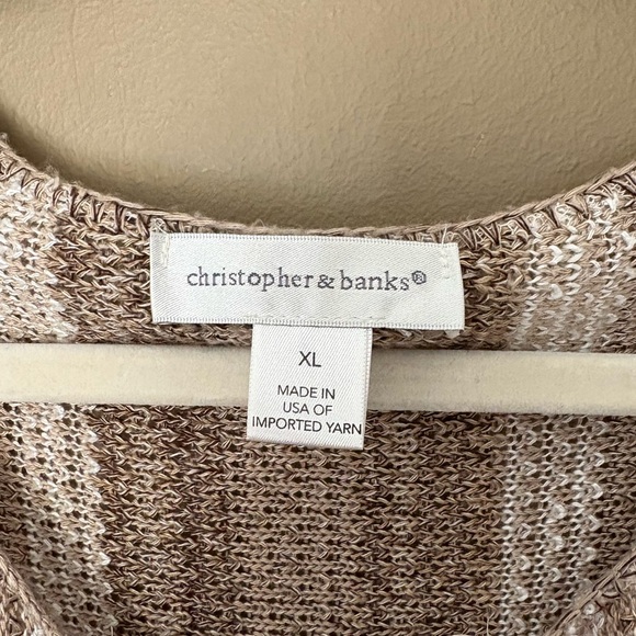 Christopher & Banks Knit Sweater Tunic Stripe XL Brown - Picture 5 of 8